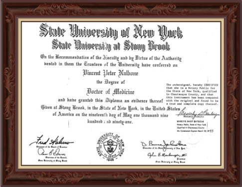 Vincent Peter Nalbone's Doctor of Medicine degree