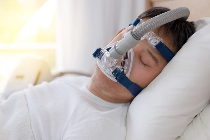 Man wearing cpap mask