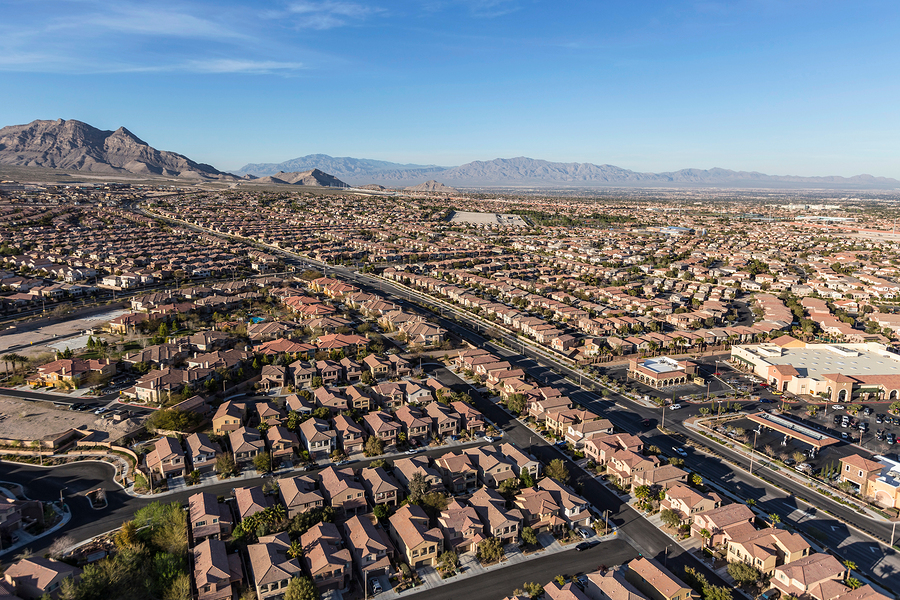 Aerial view of Summerlin neighborhood in Las Vegas, Nevada.