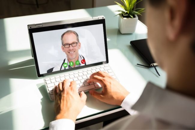 doctor on computer screen